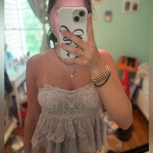 Free People Lavender Lace Strapless Top